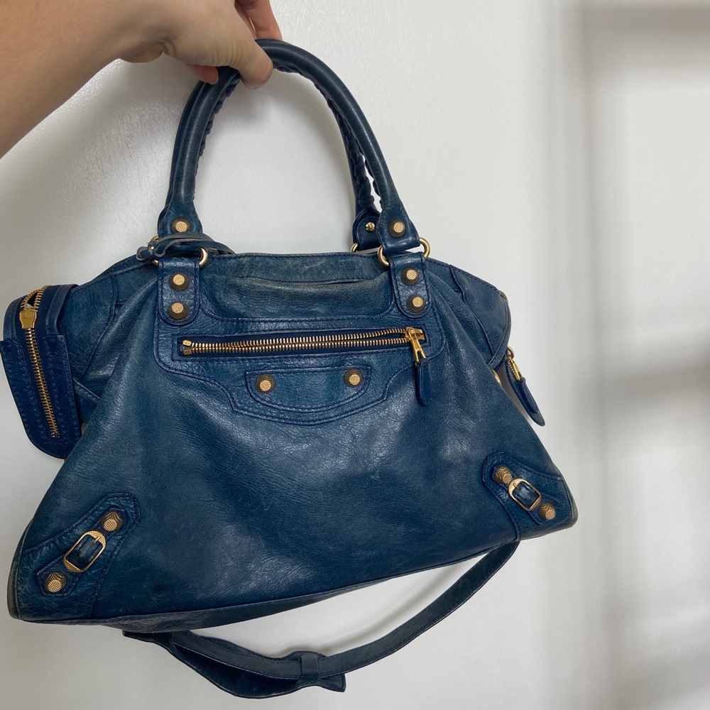 Balenciaga The City Tote Bag Blue/Rose Gold